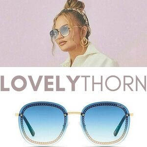 QUAY // ltd ed chrissy teigen collaboration round chain detail blue fade lens